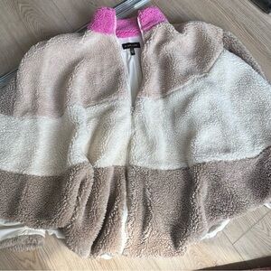 Anthropologie Pink and Cream Colorblock Cape